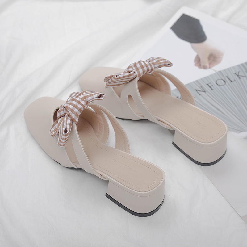 Dép mũi vuông thời trang Retro xinh xắn cho nữ