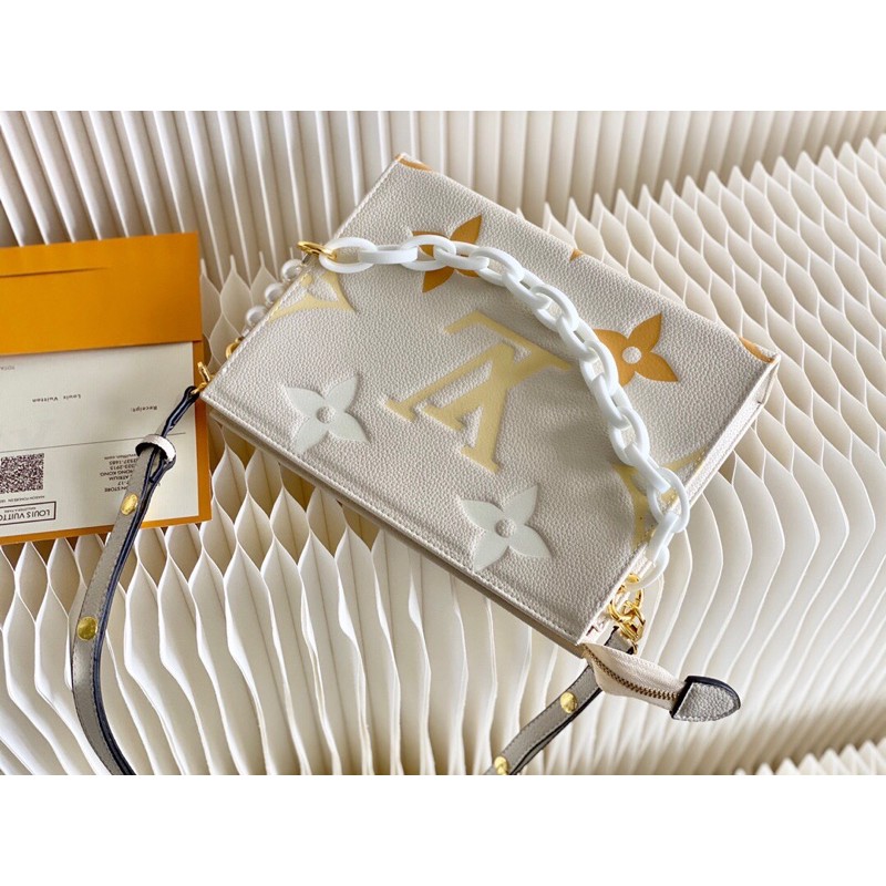 Túi đeo vai Louis Vuitton LV da sần họa tiết logo dập nổi bản màu trắng cao cấp