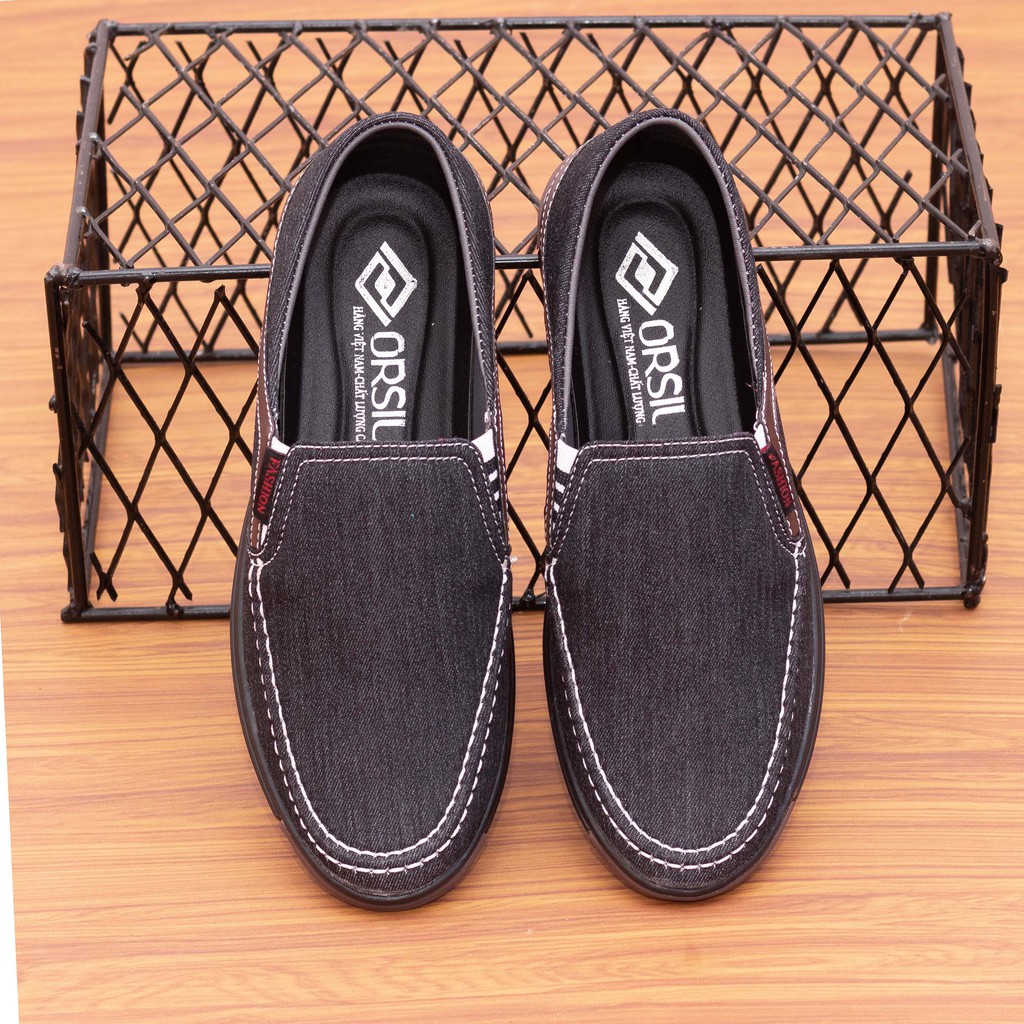 Giày lười vải jean nam ORSIL màu đen trẻ trung - L13 | BigBuy360 - bigbuy360.vn