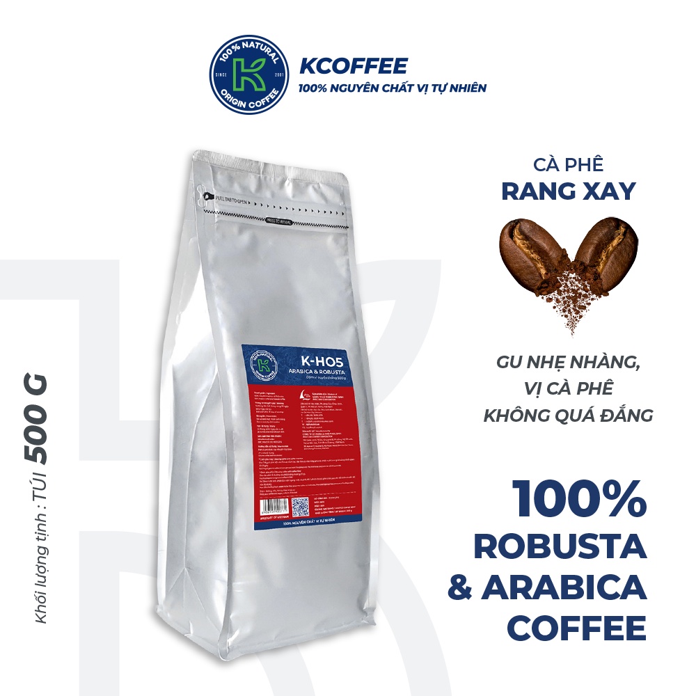Cà phê nguyên chất xuất khẩu KHO5 500g thương hiệu K COFFEE