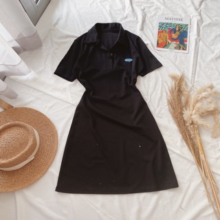 ĐẦM ĐEN POLO THÊU XANH