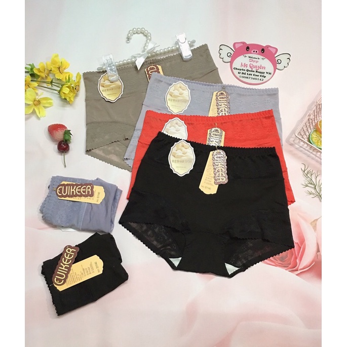 Quần lót Cotton lạnh phối ren điệu đà, cạp cao gen bụng nâng mông quyến rũ