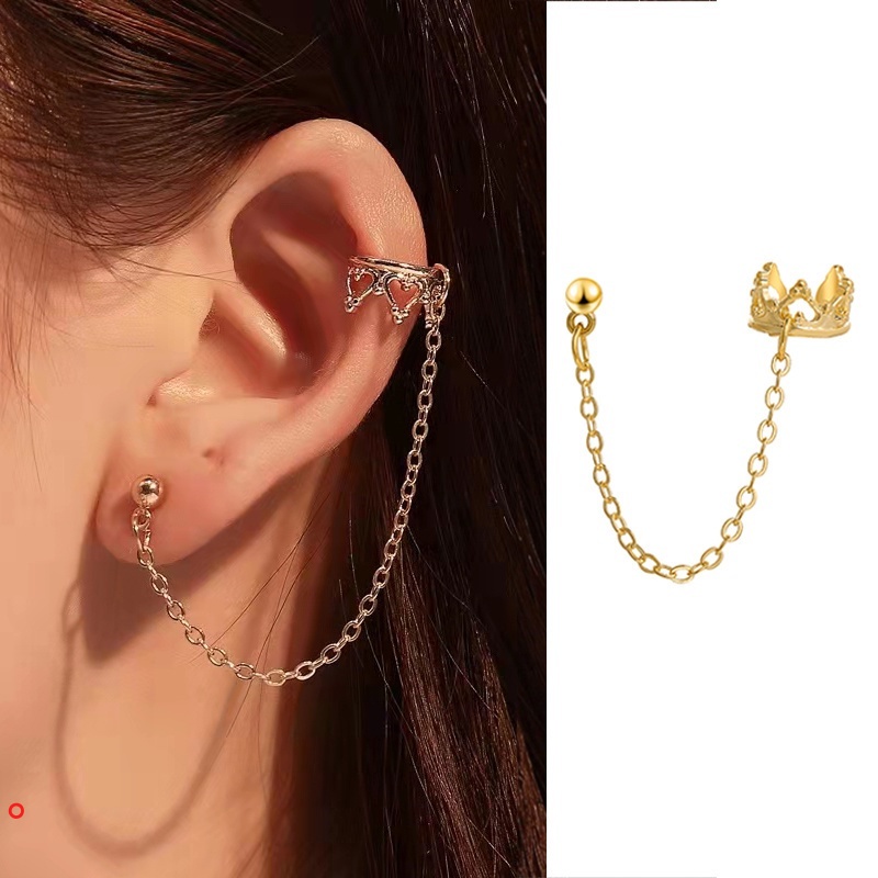 Đôi Khuyên Tai Hình Chữ C / Cánh Bướm Đính Ngọc Trai Giả Thanh Lịch