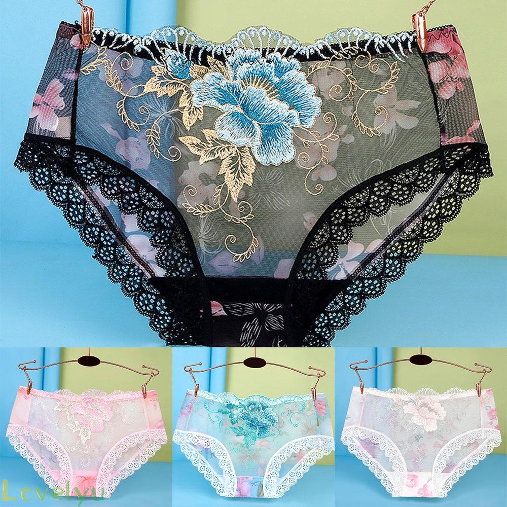 Plus Women-Sexy Lace Seamless Underwear Skin-Friendly Transparent Briefs Panties@New