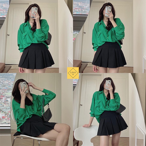áo sơ mi xanh hai túi Hot Đa Năng Chất Liệu Vải Thái Mát Mềm Mịn Thoải Mái X.Store Nam Nữ Unisex X.Store 1090