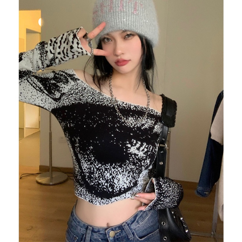 Áo Dệt Kim Nữ Tay Dài Hở Vai Thời Trang