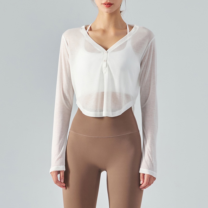Lululemon Áo Thun Yoga Dài Tay Cổ Chữ V Dáng Rộng DSL370