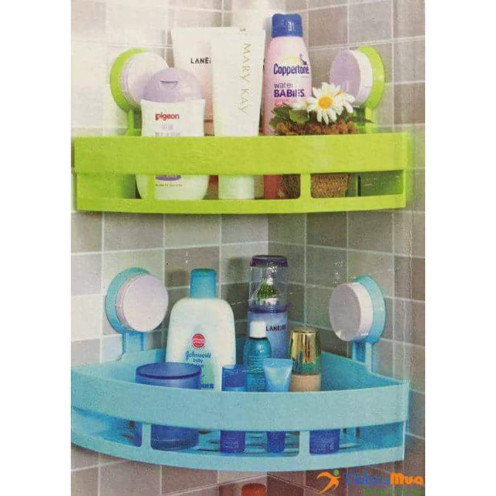 Kệ góc nhà tắm hút chân không Triangle Shelves - kệ nhựa toilet treo đồ tiện dụng