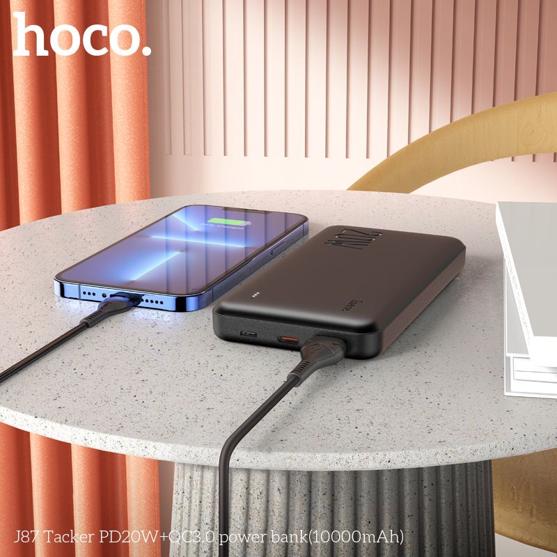 Sạc Dự Phòng PD 20w Và QC 3.0. Hoco J87 10000MAH , Cổng Sạc Type-c Sạc Đảo Chiều