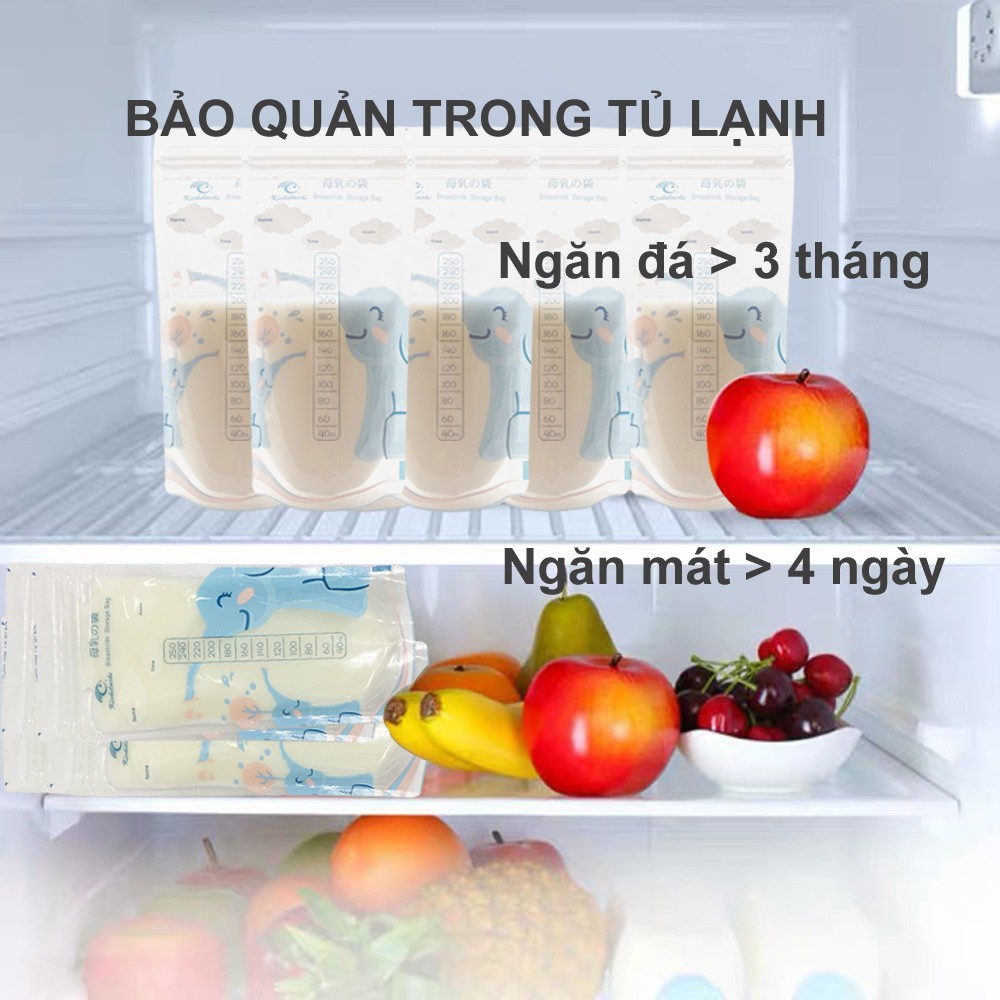 Túi trữ sữa Kichilachi 250ml, đựng sữa mẹ đông lạnh cho bé CBME