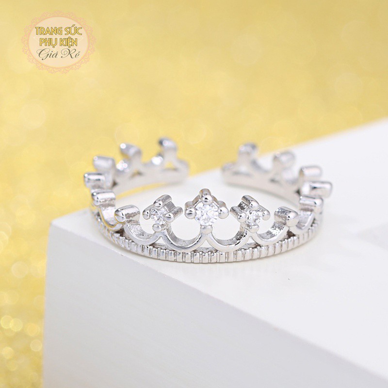 Nhẫn thời trang vương miện N06, xinh xắn bạc Ý S925