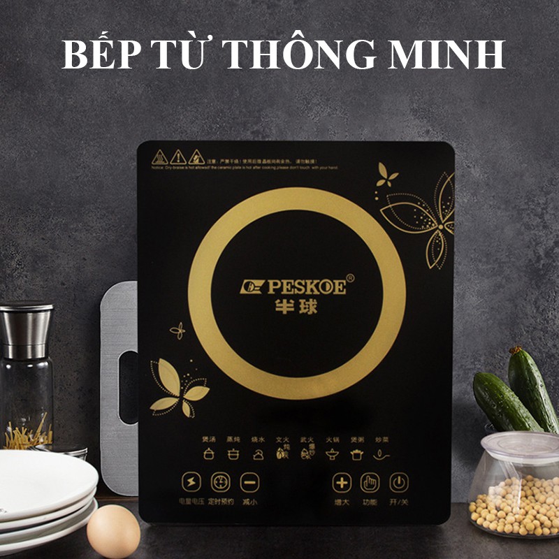 Bếp Từ Cảm Ứng PESKOE Mặt Kính Chịu Nhiệt Lên Tới 600 Độ C - Bếp Điện Từ