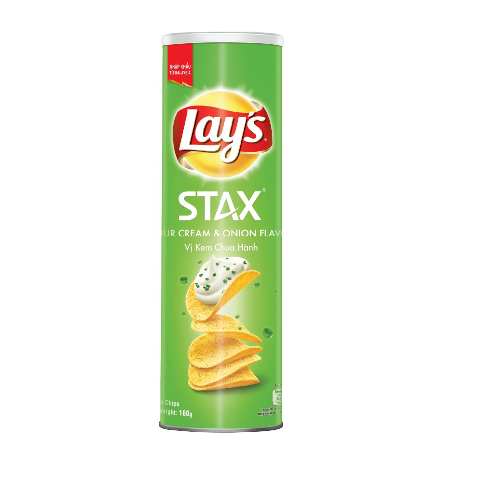 [Mã GRO1APR giảm 20K đơn 150K] Combo 2 Bánh snack khoai tây miếng Lay's Stax Hộp 160g Mix vị: Tự nhiên và Kem chua hành