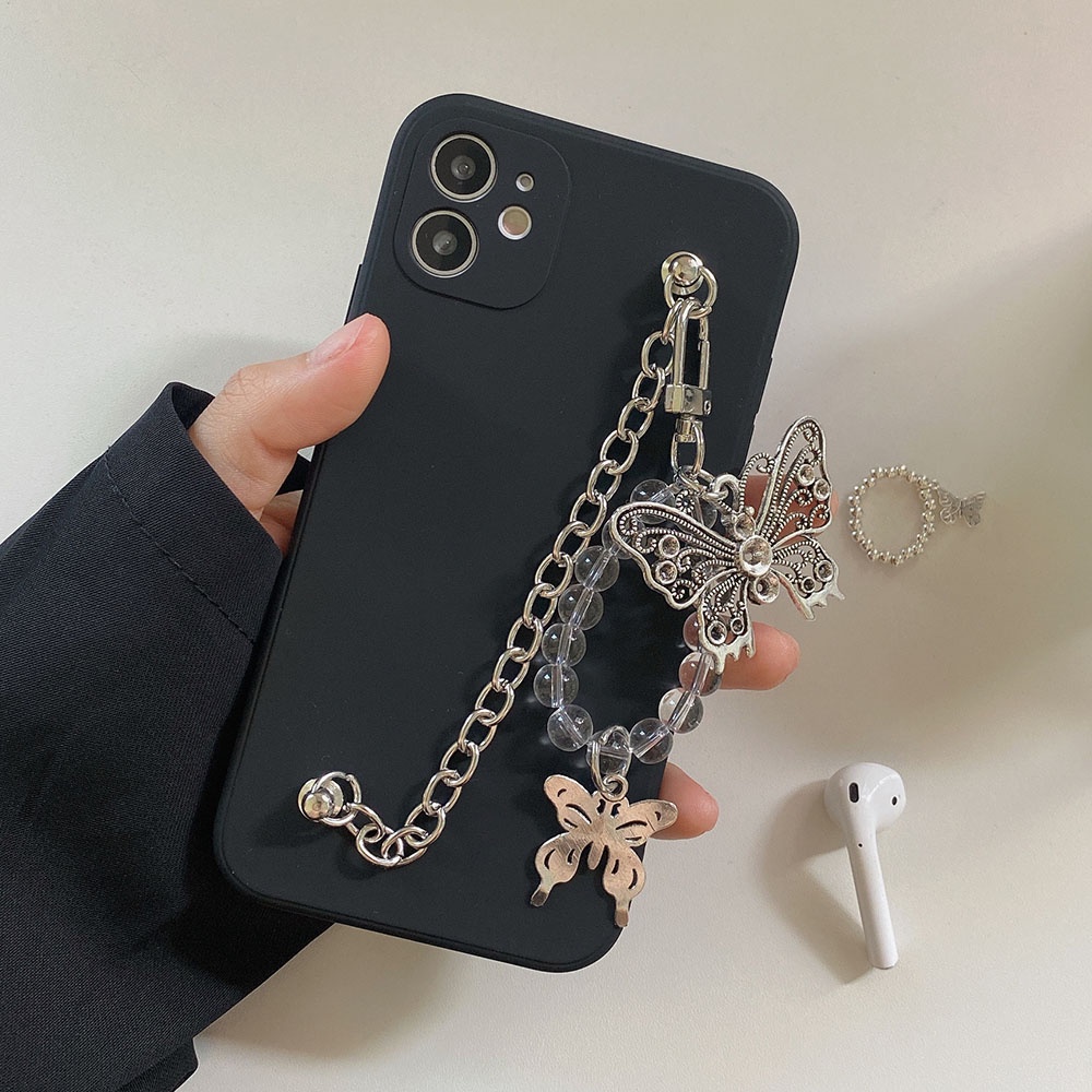 Ốp Điện Thoại Chống Sốc Hình Bướm Có Dây Đeo Cho Iphone 13 12 11 Pro Max 7 8 Plus XR XS Max SE 2020