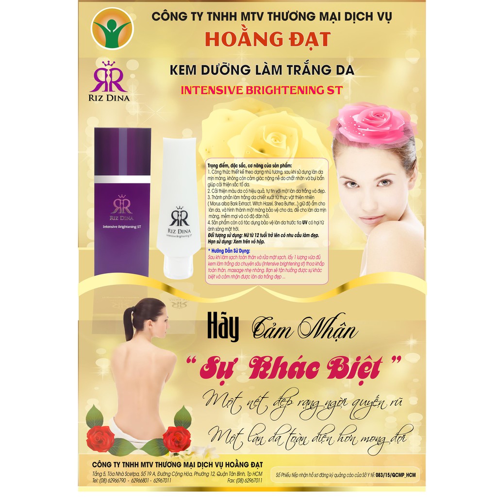 Mỹ phẩm làm đẹp và bảo vệ da Riz Dina Intensive Brightening ST