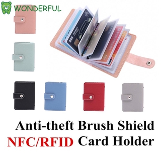 Tuyệt VỜI 26 Khe Cắm Thẻ Ví Mỏng Nam Nữ RFID Chặn Thẻ Tín Dụng Ví Túi Túi Màu Kẹo Đa Năng Da PU / Nhiều Màu