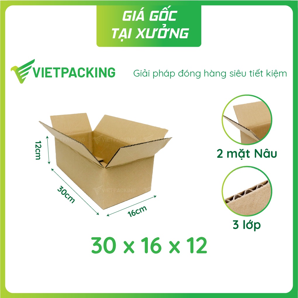 30x16x12 - 15 hộp carton đựng hàng chắc chắn V171