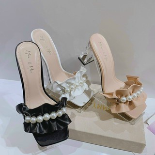 Guốc quai ngang nhún phối ngọc gót vuông 5P - Guốc gót vuông 5P Chile