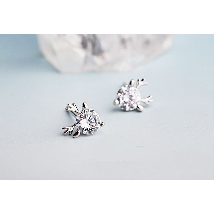 Hoa tai tuần lộc kim cương - bạc 925