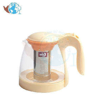 Ấm pha trà thủy tinh DELI có lõi lọc 1300ml - MÀU ĐEN