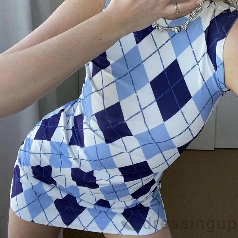 Đầm Nữ Cổ Tròn In Họa Tiết Hình Thoi S / M / L | BigBuy360 - bigbuy360.vn