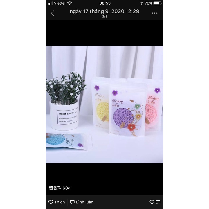 Hạt Xả Thơm Giặt Quần Áo Dạng Túi 60g CỰC THƠM.