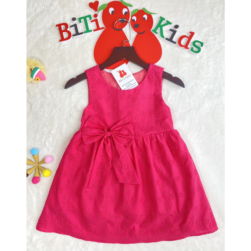 Đầm bé gái,váy trẻ em mùa hè hàng thiết kế ,BITIKIDS, họa tiết boi thêu cotton size 1-6 tuổi .