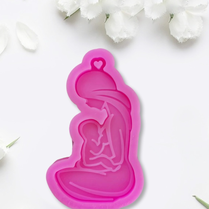 Khuôn Làm Móc Khóa Bằng Nhựa Resin Hình Mẹ Đang Cho Con Bú