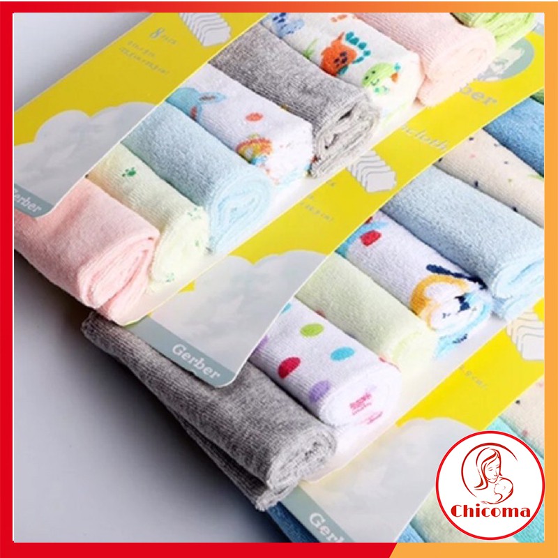 [Mã FMCGSALE24 giảm 8% đơn 500K] Sét 8 Chiếc Khăn Mặt GERBER Size 20* 20cm DCT05-CHICOMA