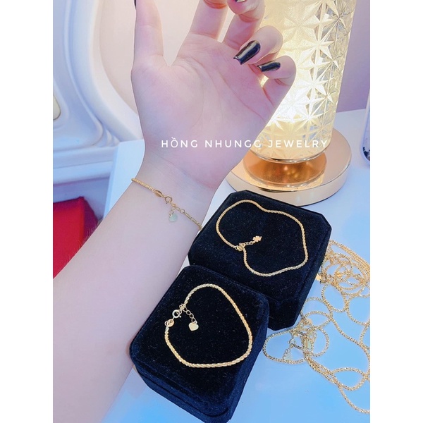 Lắc tay, chân xù bạc ý 925, phủ và.ng 18k HNJ