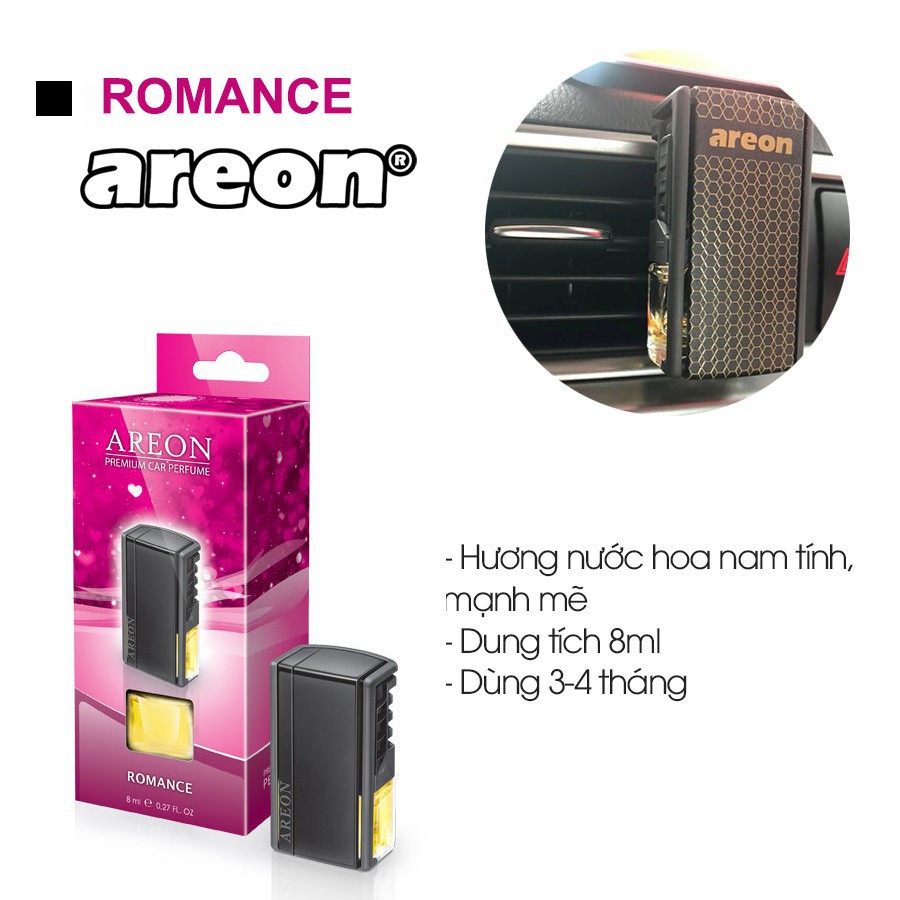 Nước hoa ô tô Kẹp Cửa Gió Hương Romance (Khử mùi ô tô) - AREON CAR Romance