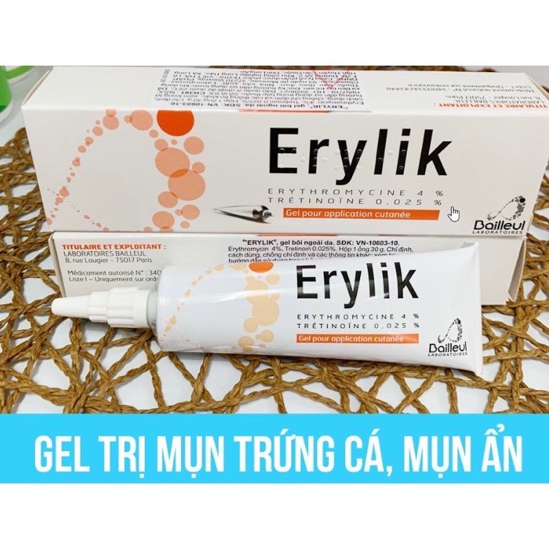 Erylik 30g- giảm mụn bọc, mụn mủ, trứng cả, mụn ẩn, mụn đầu đen