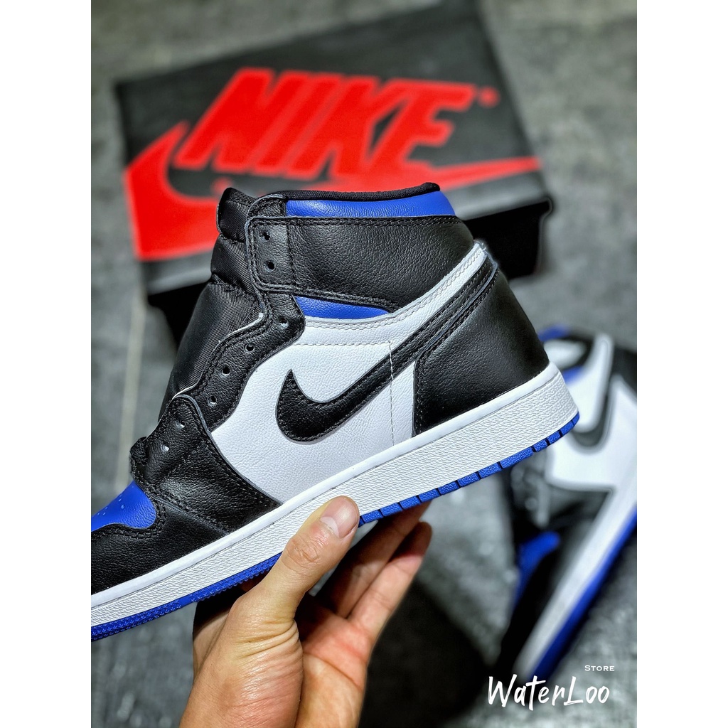 (FREESHIP+HỘP+QUÀ) Giày Thể Thao Sneakers AIR JORDAN 1 Retro High Royal Toe Xanh Trắng Mũi Đen Cổ Cao Waterloo Shop