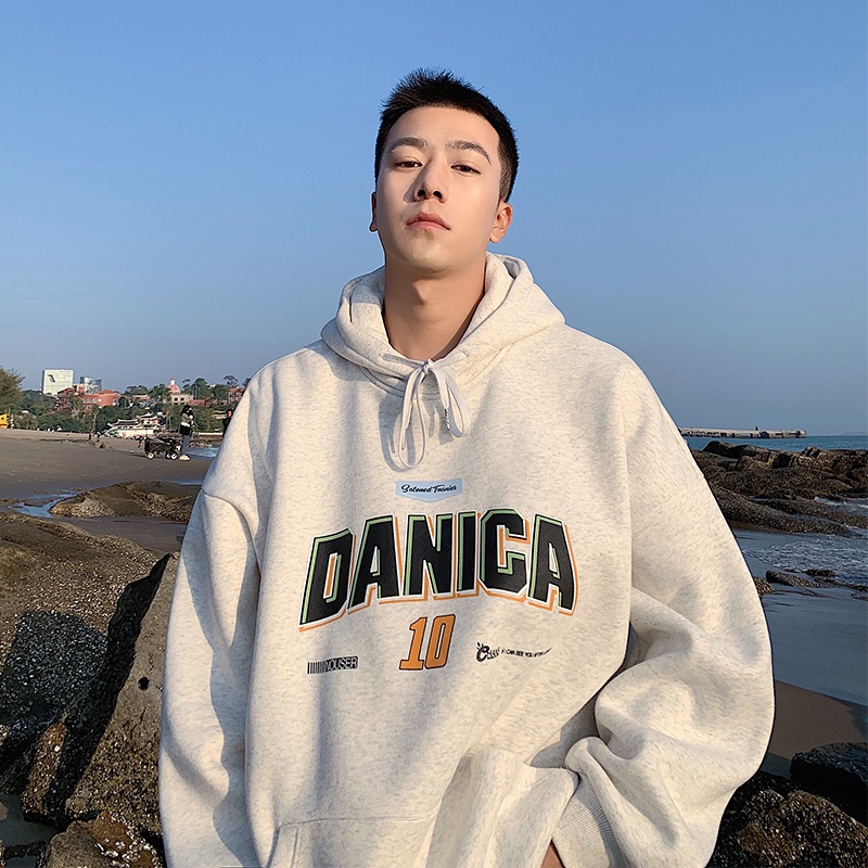 Áo Hoodie Dài Tay Thiết Kế Dáng Rộng Phong Cách Thể Thao Hàn Quốc Thời Trang Mùa Thu Cho Nam