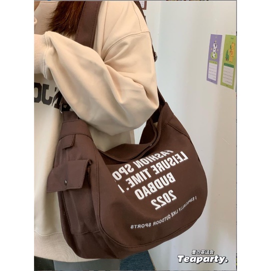 Túi tote đeo chéo nam nữ vải canvas phong cách ulzzang unisex giá rẻ đi học đi chơi