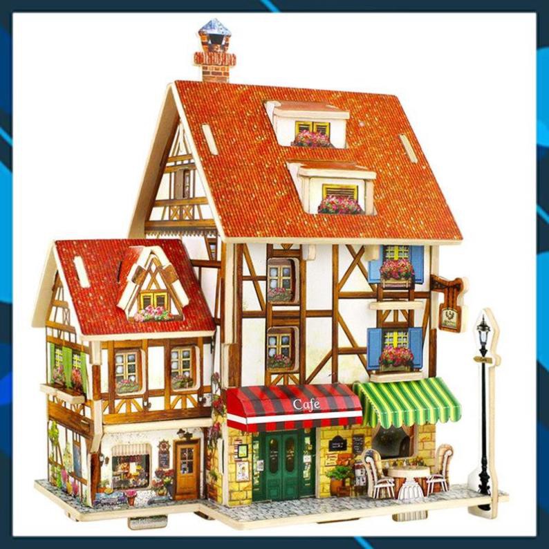 Mô hình nhà búp bê gỗ DIY Mô hình nhà gỗ lắp ghép theo khớp Cafe Shop F125 Robotime Toy World