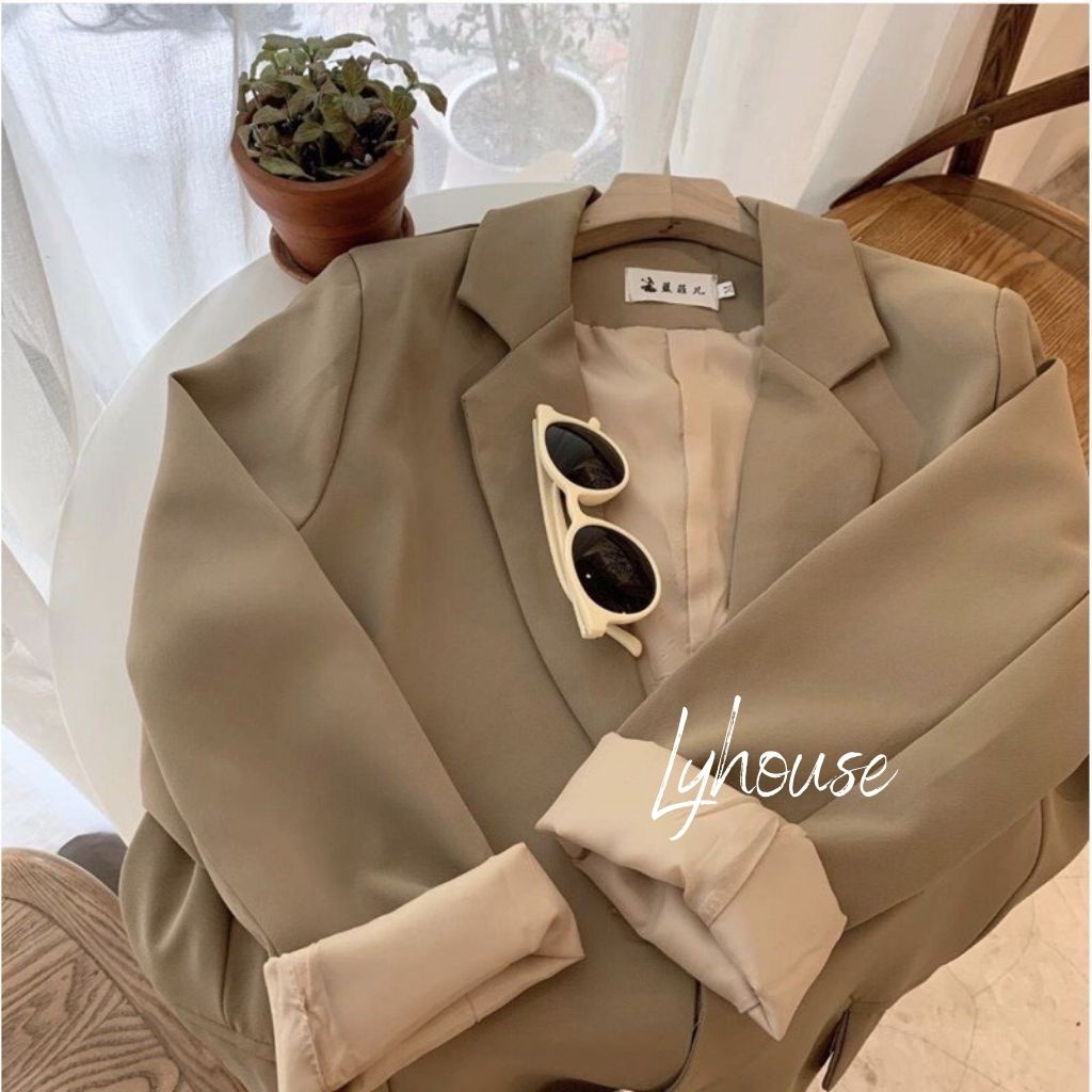Áo blazer nâu tây 2 lơp phong cách Hàn quốc-Áo vest nâu sang chảnh