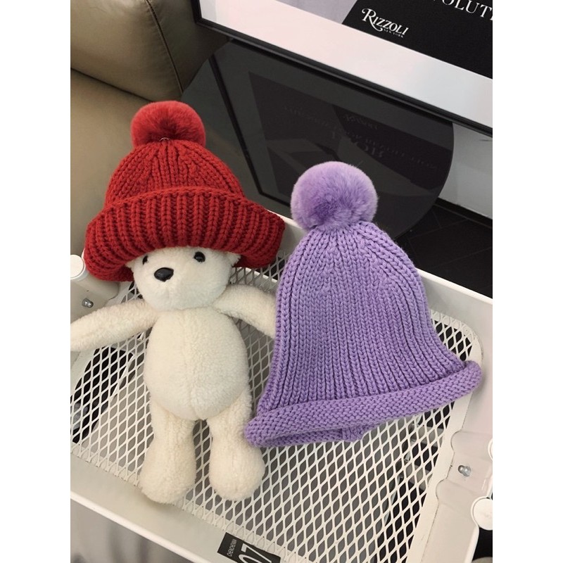 Mũ len cục bông tháo rời CHENCHENMA
