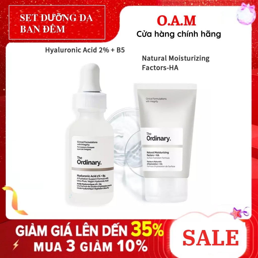 COMBO Cấp ẩm, dưỡng ẩm, phục hồi da chuyên sâu Serum Hyaluronic Acid 2%B5 + Kem dưỡng Natural Moisturizing Factors ha