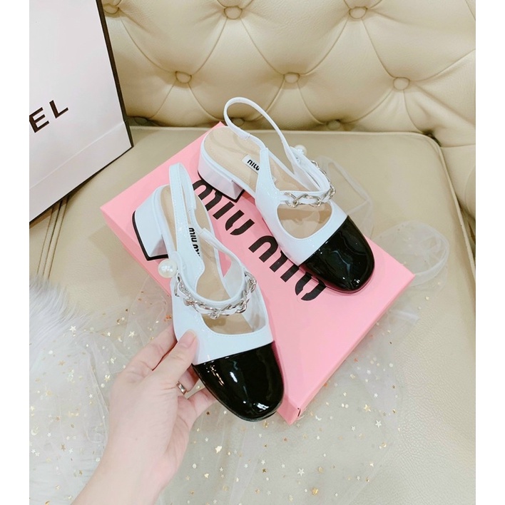 Giày cao gót nữ quai xích mũi đen, sandal 3p ,5p,7p, hottrend ( đợt này phom chuẩn nhé)