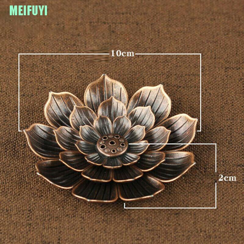 Đĩa cắm nhang hình hoa sen làm bằng hợp kim phong cách Phật Giáo