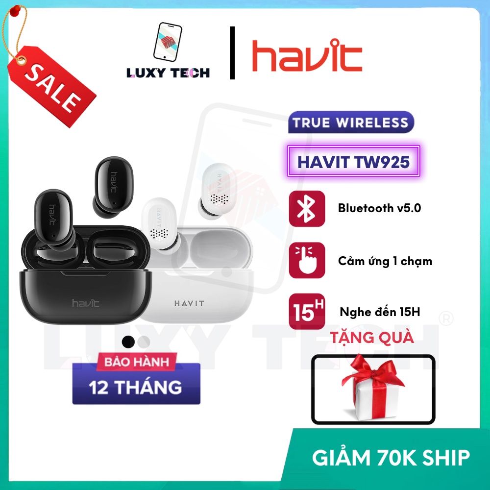 【Hỏa Tốc BD】Tai Nghe Bluetooth TWS HAVIT TW925 BT 5.0, Điều Khiển Âm Thanh 1 Chạm - Chính Hãng BH 12 Tháng