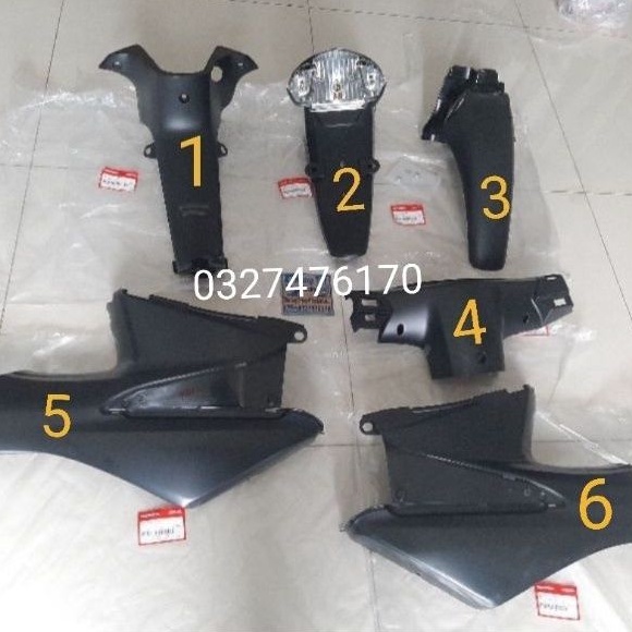 Bộ 6 ốp nhựa nhám đen xe WAVE A, RS, S100 zin honda