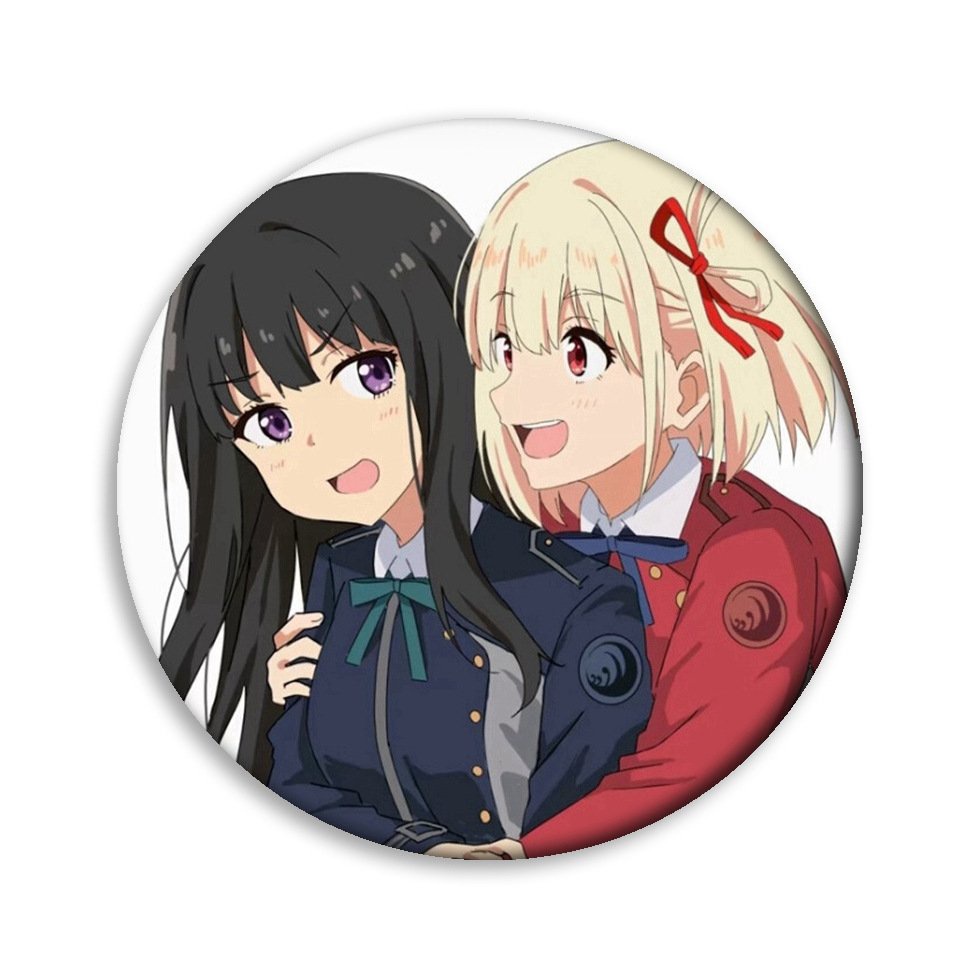 Huy hiệu IN HÌNH Lycoris Recoil Quán cà phê bất ổn anime chibi dễ thương xinh xắn