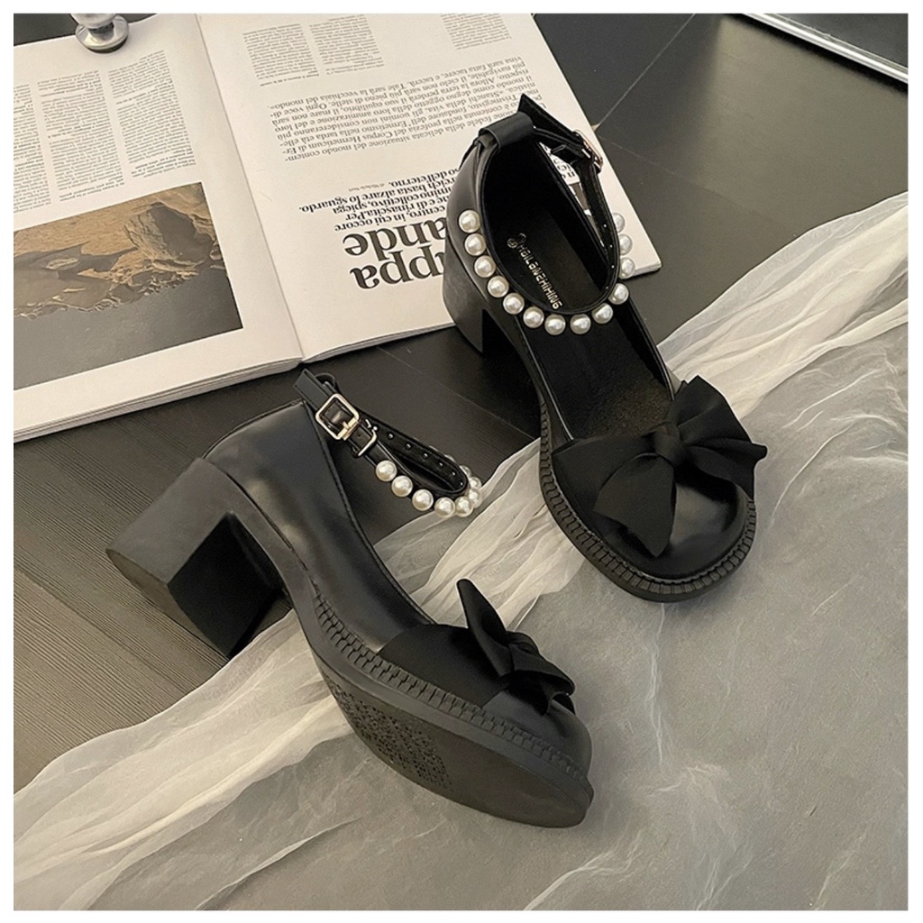 (S120) Giầy cao gót nữ tag nơ quai ngọc (Mã B01 - loại cao 6 phân)