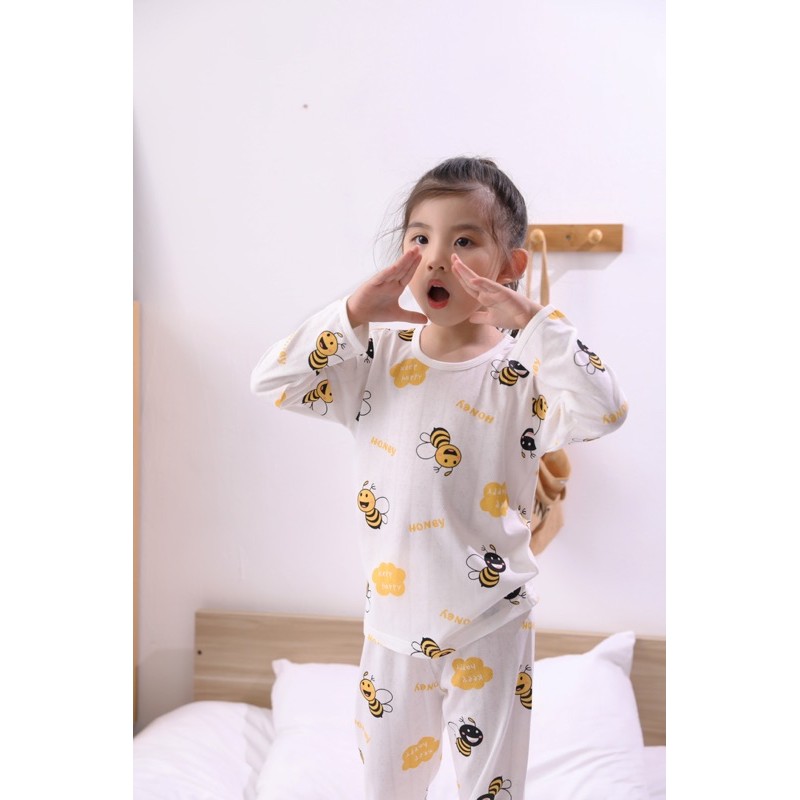 Đồ Ngủ Dài Tay Cho Bé size 1-7 tuổi, Bộ Cotton Lưới Dài Tay Chống Côn Trùng Đốt