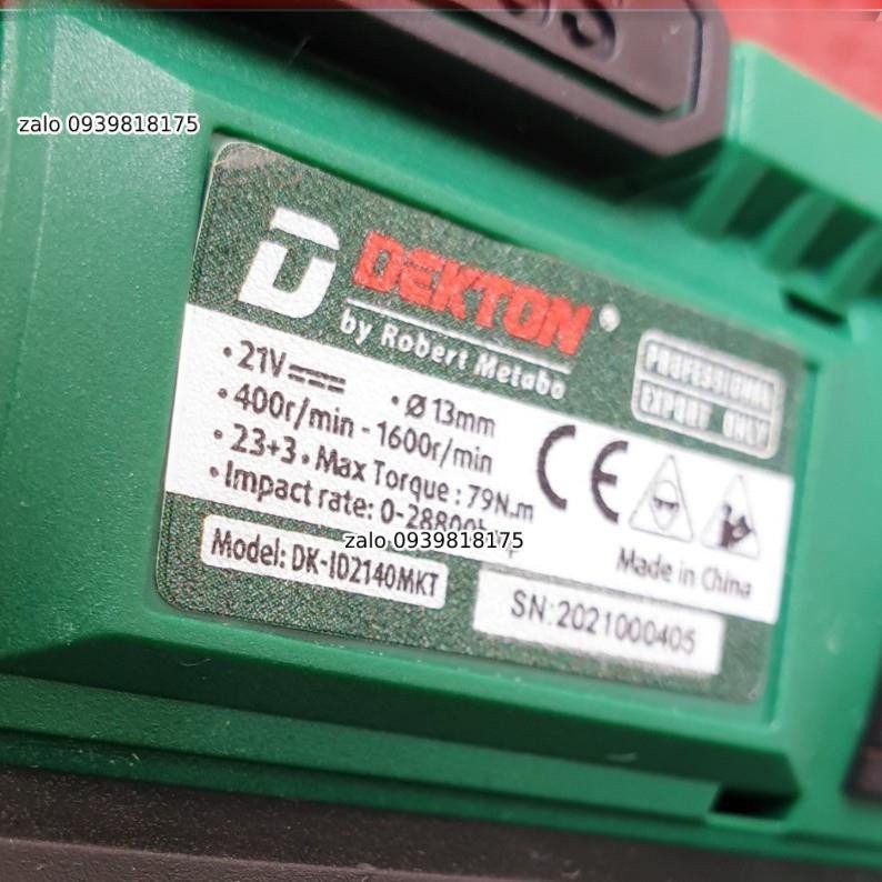 Máy khoan 3 chức năng 13mm Dùng pin 21V Dekton DK-21BL (Chân pin Makita)