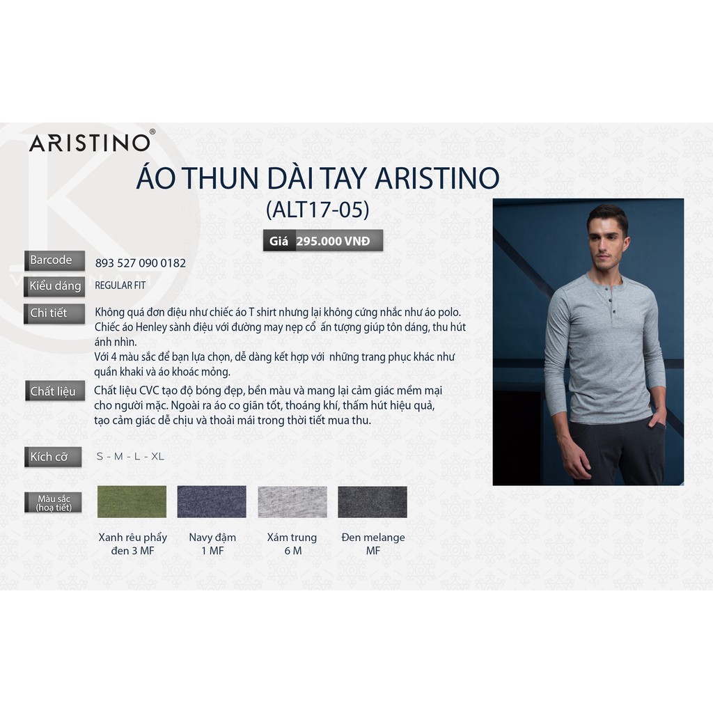 (Giảm còn 185k) Áo thun dài tay Aristino | BigBuy360 - bigbuy360.vn
