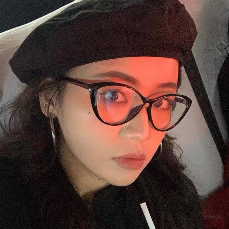 (JIUERBA) Mắt Kính Mắt Mèo Thời Trang Phương Tây Retro Kính Râm Oversize Chống Ánh Sáng Xanh Cho Nữ