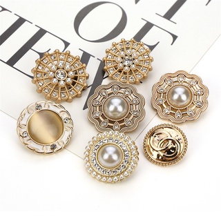 10 cái / lốc Nút trang trí màu vàng cho quần áo Chất liệu may Phụ kiện may áo Nút áo Rhinestone Nút hoa lên áo sơ mi nữ